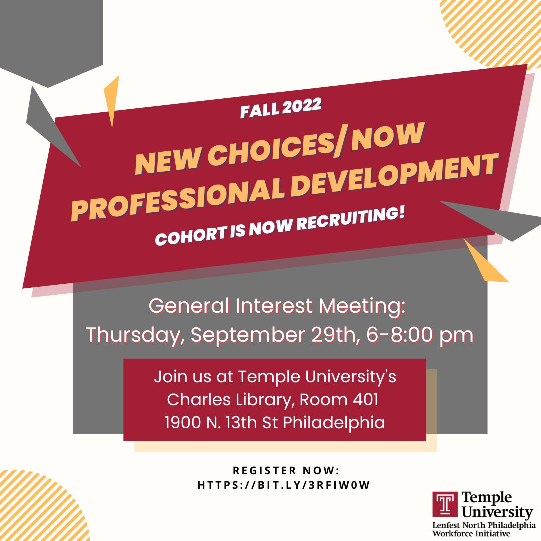 We are one week away from the General Interest Meeting for our Choices NOW Program! Join us on 9/29 to be part of this FREE 10-week program and develop cutting-edge leadership/workforce readiness skills you need to become more competitive in the job market!