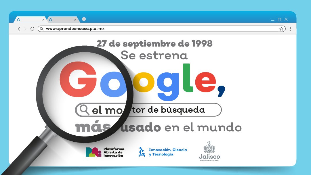 plai_mx's tweet photo. En PLAi celebramos el cumpleaños 24 de #Google🎂, el buscador más famoso de internet. La primera búsqueda 🔎realizada fue “Gerhard Casper”, el nombre del entonces presidente de la Universidad de Stanford. Hoy se ha vuelto parte de nuestro vocabulario el término “googlear”. https://t.co/9SZw8kxvSy