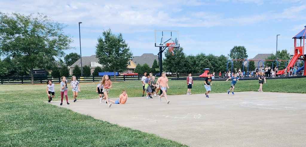The class got to enjoy extra fresh air today as their class reward for meeting their lead slip goal!