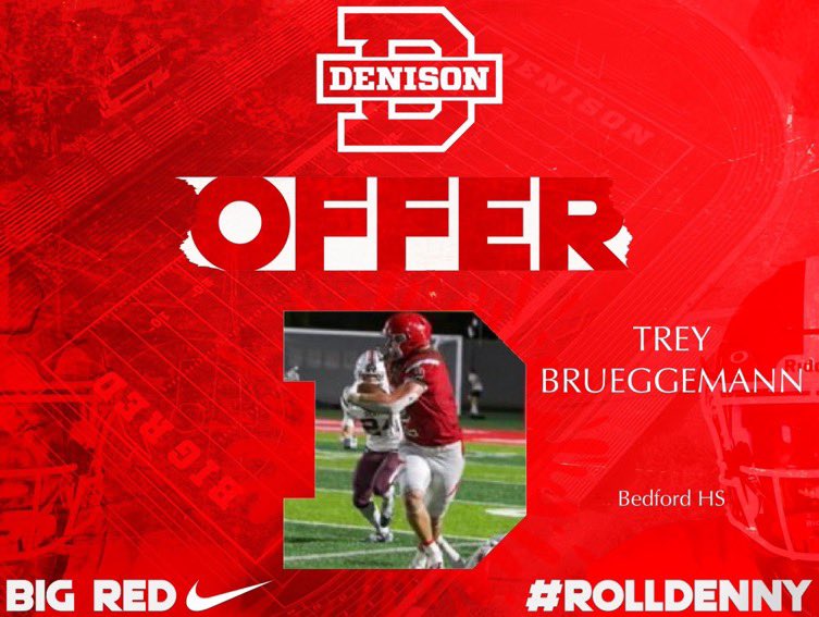 After a great conversation with <a href="/coachhatem/">Jack Hatem</a> I’m excited to have received an offer from Denison! <a href="/CoachNBowie/">Nehemiah Bowie</a> <a href="/Kicking_Mules/">BedfordKickingMulesFootball</a> <a href="/JohnPhillips87/">John Phillips</a>