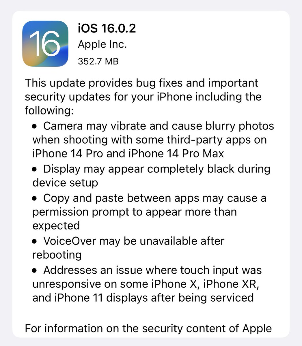 Great to see such fast updates to iOS 16. Fixes that Paste bug!
