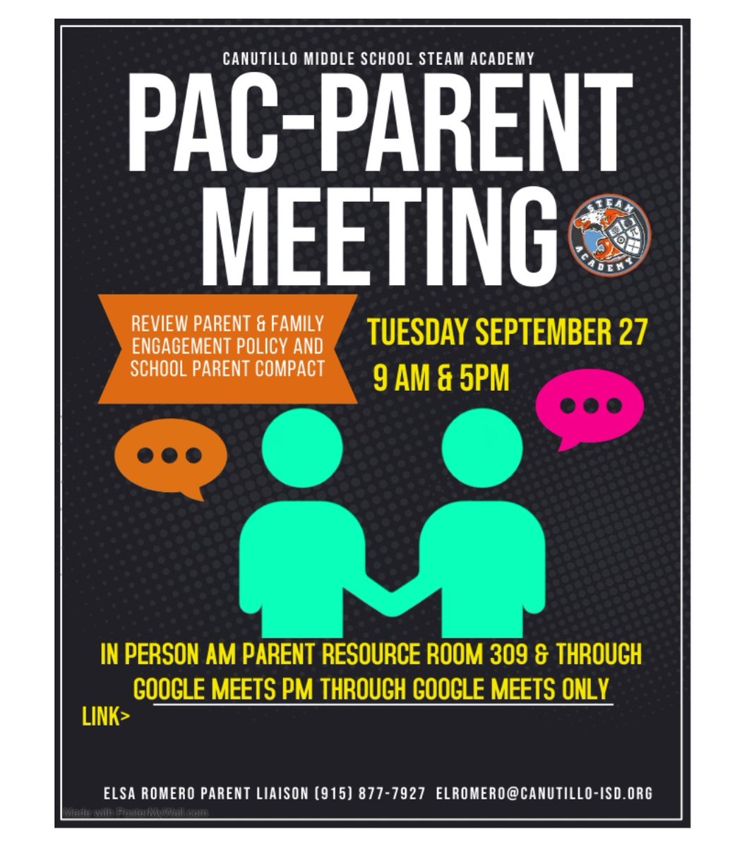 Canutillo STEAM Academy (@canutilloms) on Twitter photo Meeting next Tuesday... <a href="/EagleJudge91/">Judge, Chris</a> <a href="/cmseaglespto/">Canutillo MS PTO</a> <a href="/CMSSALibrary/">Canutillo Middle School Library</a> <a href="/Roskosky90/">Lisa Roskosky</a> Meeting next Tuesday... <a href="/EagleJudge91/">Judge, Chris</a> <a href="/cmseaglespto/">Canutillo MS PTO</a> <a href="/CMSSALibrary/">Canutillo Middle School Library</a> <a href="/Roskosky90/">Lisa Roskosky</a>