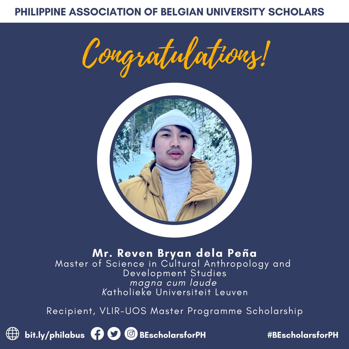 BEScholarsForPH's tweet photo. Felicitatie! PhilABUS congratulates the Class of 2022! #BEscholarsforPH  🇵🇭

Get to know more of them in our Facebook and IG account @BEscholarsforPH https://t.co/DGzSRL9Jjz