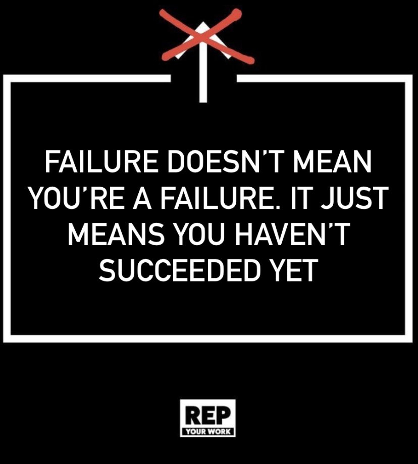 RepYourFail's tweet photo. ❌ The key word is Yet! You may not be able to do it now but with consistent work you will be able to. 
#RepYourFail #RepYourWork #RepYourStory #InspirationalPeople #FailureQuotes #FailForward #FailQuotes  #Inspire #AchieveGreatness #KeepImproving https://t.co/SN45pLL0hN