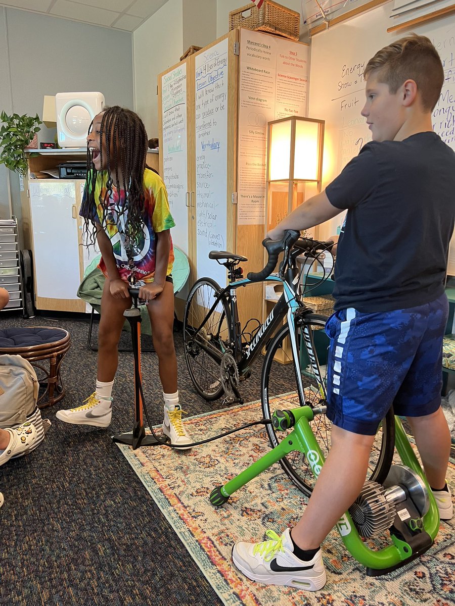 Students seeing how energy is used in their everyday lives. They loved making smoothies and seeing how a bike pump and a bike all use and transfer energy to perform their functions! <a href="/TracyRehfuss/">Tracy Rehfuss</a> <a href="/HicksElementary/">Hicks Elementary</a> <a href="/LISDScience/">LISD Science</a> @Duban4Science