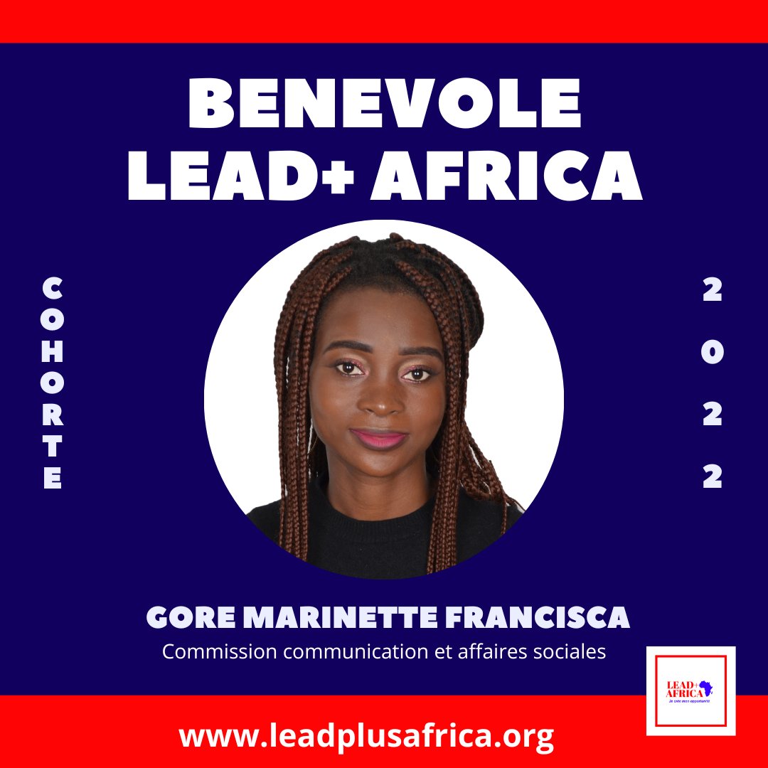 leadplusafrica's tweet photo. FOCUS BENEVOLE 2022 🤩
GORE MARINETTE FRANCISCA est une jeune dynamique, titulaire d’une licence en communication qui poursuit ses études en master 1 de communication option développement à l’Université Félix Houphouët Boigny de Cocody, Abidjan. 
#leadplusafrica #benevole #CIV225 https://t.co/jMWMst801R