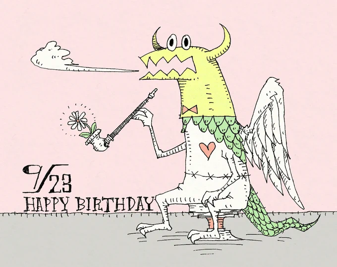 毎日誰かの誕生日。9月23日生まれの方、お誕生日おめでとうございます。9/23生まれの方に届くと嬉しいです。疲れが癒せる一日となりますように。#誕生日 #happybirthday #9月23日 #9月 #ボールペン画 