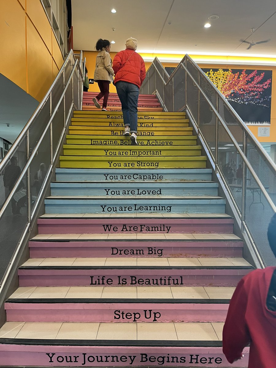 TWilsonOttawa's tweet photo. Accompanied my little grandson to “Meet the Teacher Night”. He gave me a tour of the school, showed me what he’s been working on and I had a great chat with his teacher. I couldn’t help but love this staircase leading to the second floor where his class is … 🇨🇦❤️ #Nanny #family https://t.co/K0gkVgcUcH