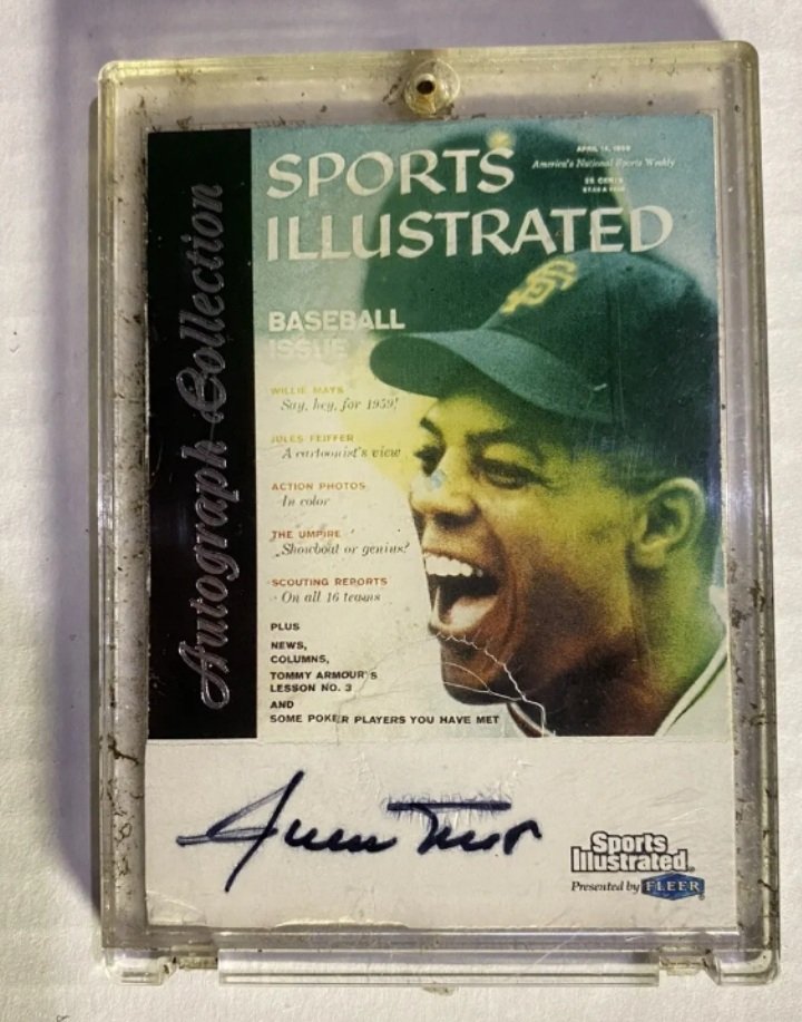 nwallacecards's tweet photo. How about a SI Willie Mays auto that was uncovered in the debris of the Titanic 🤣 looks a little fragile 😬 Love the description aswell #OnlyOnEbay @CardPurchaser https://t.co/DdtmnZ862V