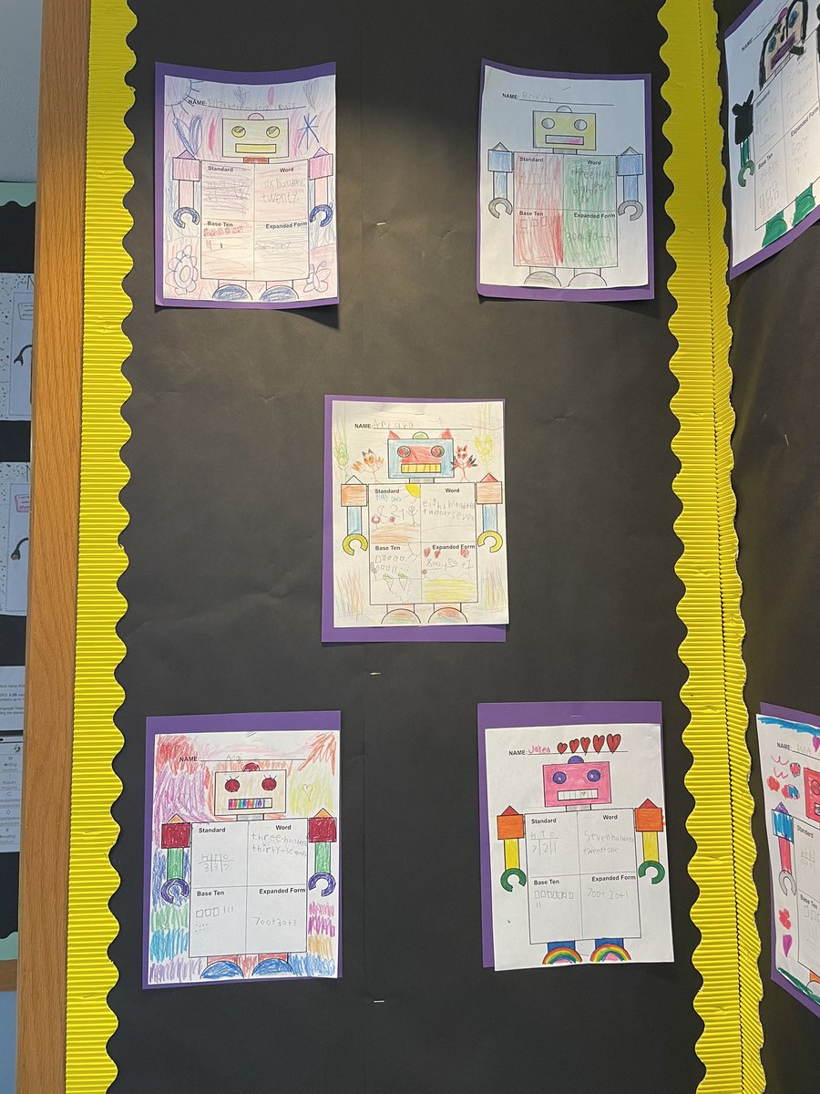 MrsMagallanes_'s tweet photo. how adorable are these place value robots my pollitos made today?? today’s wins during this activity: 100% did it independently; we used our anchors of support without prompting (‼️); we had FUN🤩 https://t.co/49xtwFzfuh