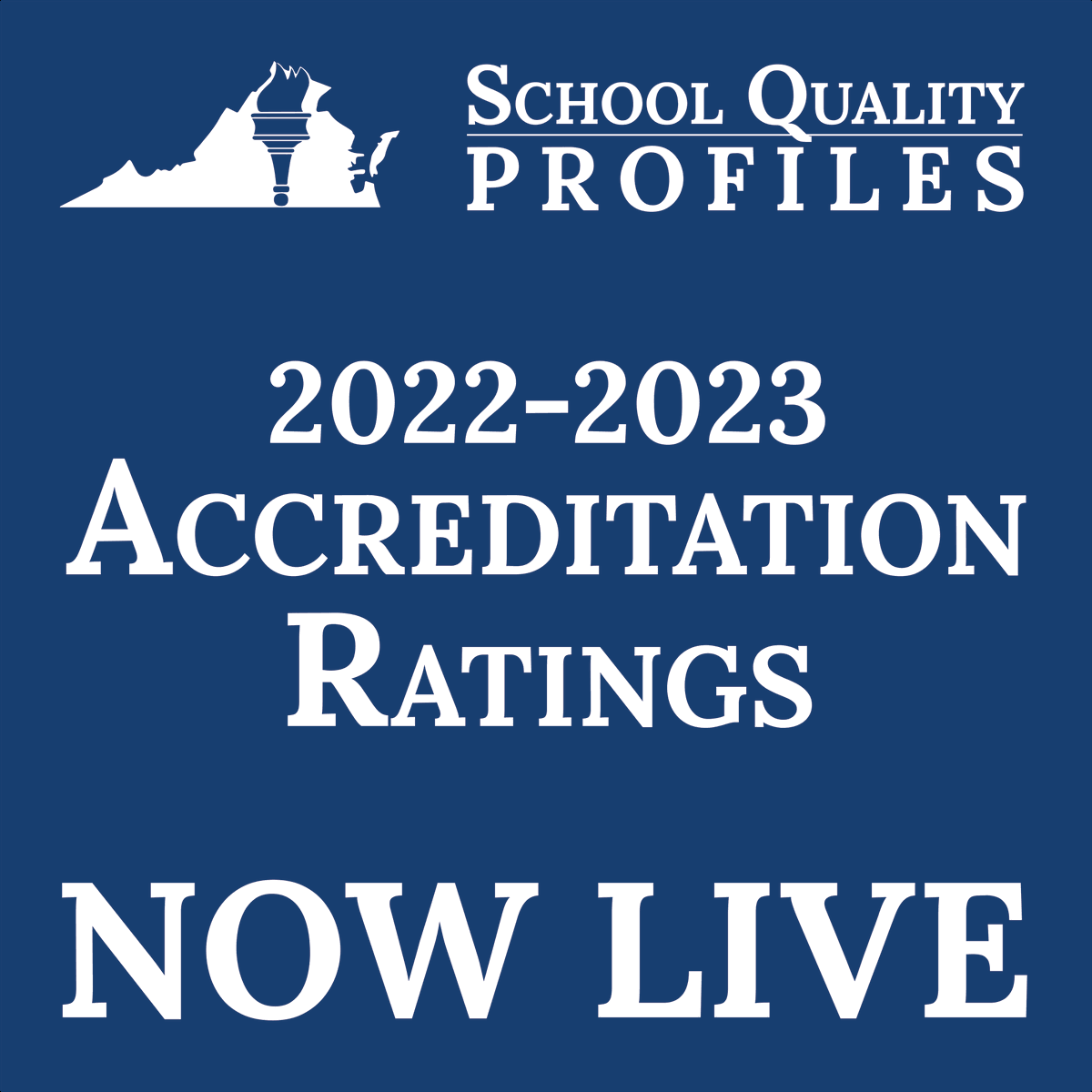 VDOE_News's tweet photo. 2022-2023 Accreditation Ratings for schools, divisions and the commonwealth---now available on School Quality Profiles.  
https://t.co/ZmOReVhFcH https://t.co/IgMXVUBQje