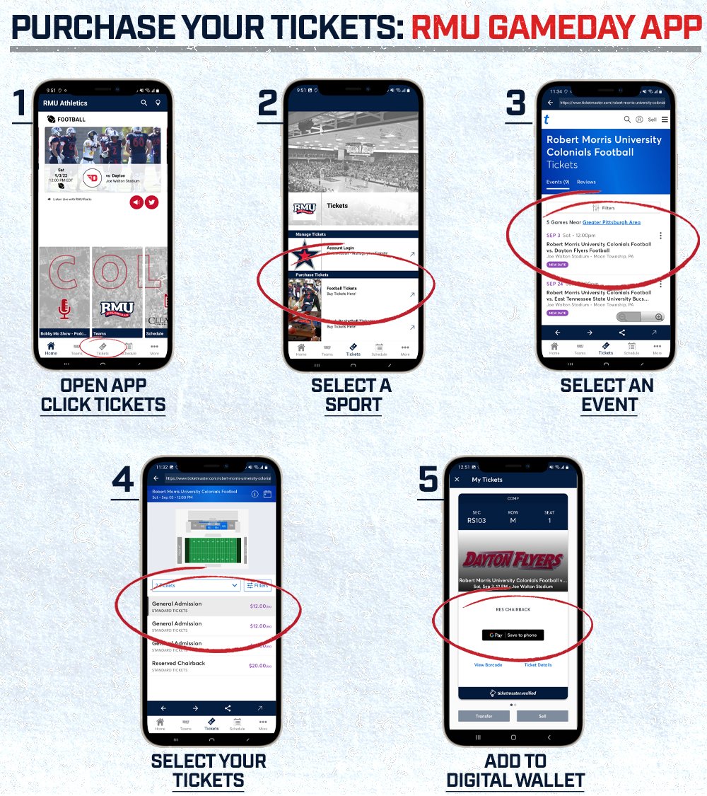 WE’RE GOING DIGITAL 📱 RMU Athletics is transitioning to digital ticketing as the default option for all season, group & single-game tickets 🎟 Hit the link ⬇️ for more info on purchasing & managing your tickets ❕ 🔗: bit.ly/3QyJaX0 #RMUnite | 🔵⚪️🔴