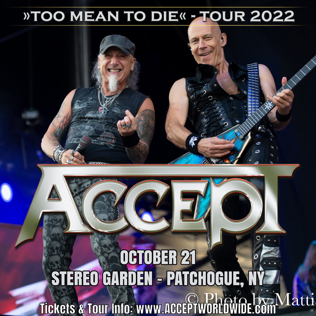 accepttheband's tweet photo. GREAT NEWS! Mark is doing better and will be able to join us tomorrow again on stage in Patchogue, NY at Stereo Garden!
Ticket links (incl. Meet & Greet) available at https://t.co/JWHVlB7yEl
Who will come and see us there?
#acceptlive #ustour #metalband #heavymetal #metaltour https://t.co/xrqqJqmHAP