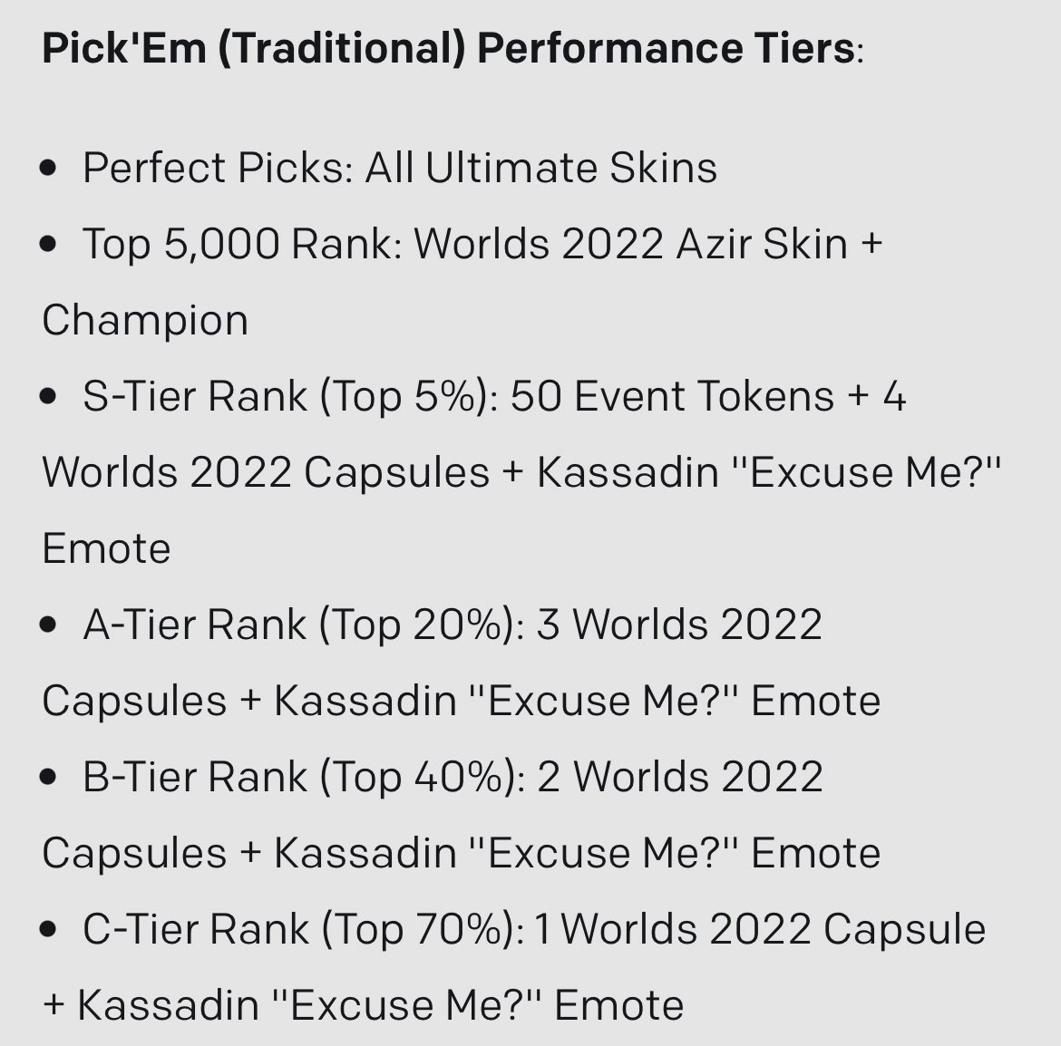 Spideraxe on Twitter "Pick’Em rewards for this year, they Worlds 2022