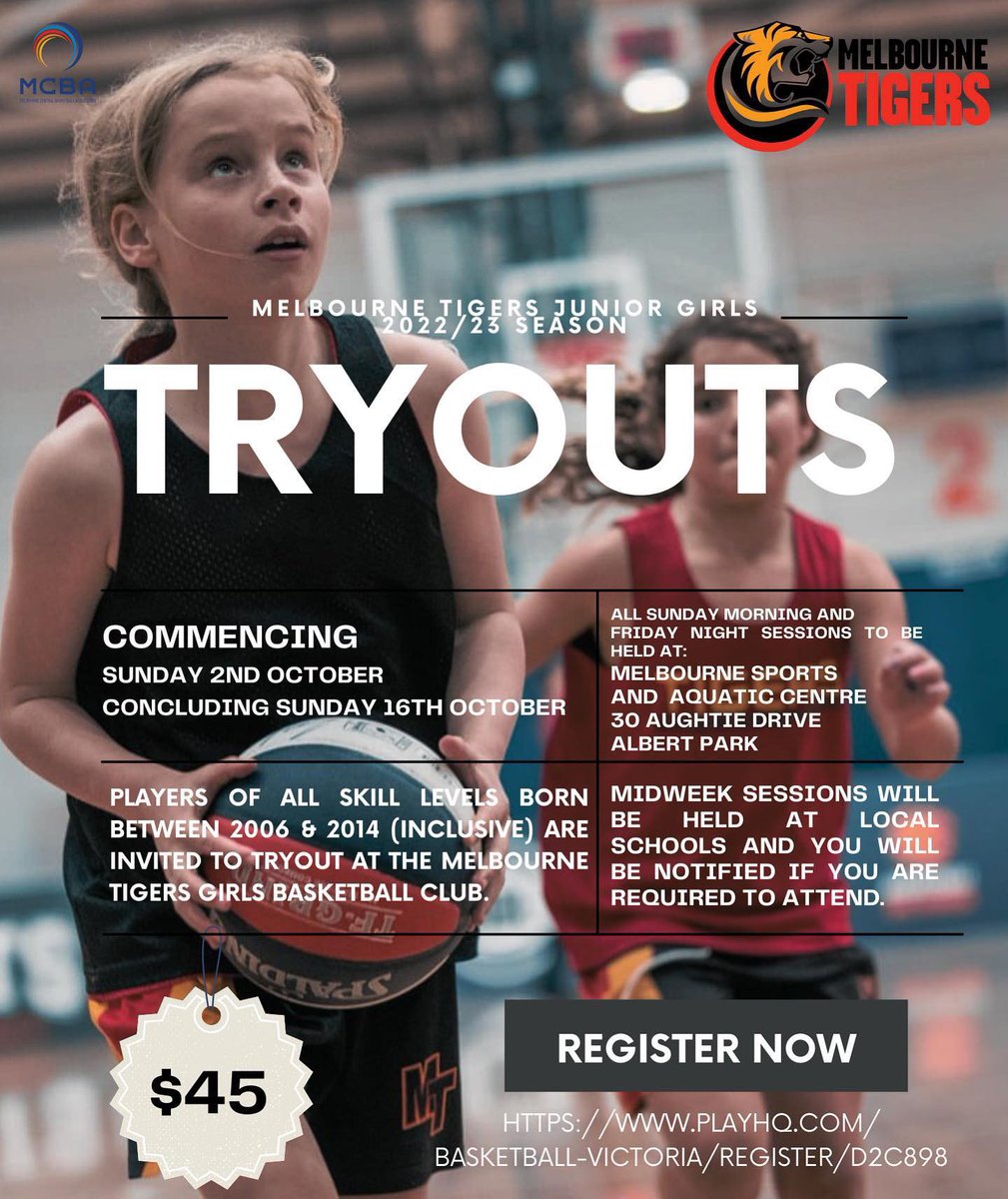 Have you registered for tryouts yet?

Our Girls registrations will close on Thursday at 5pm. Walk ins will not be permitted. 

Head to the link in our bio now to sign up!

🐯