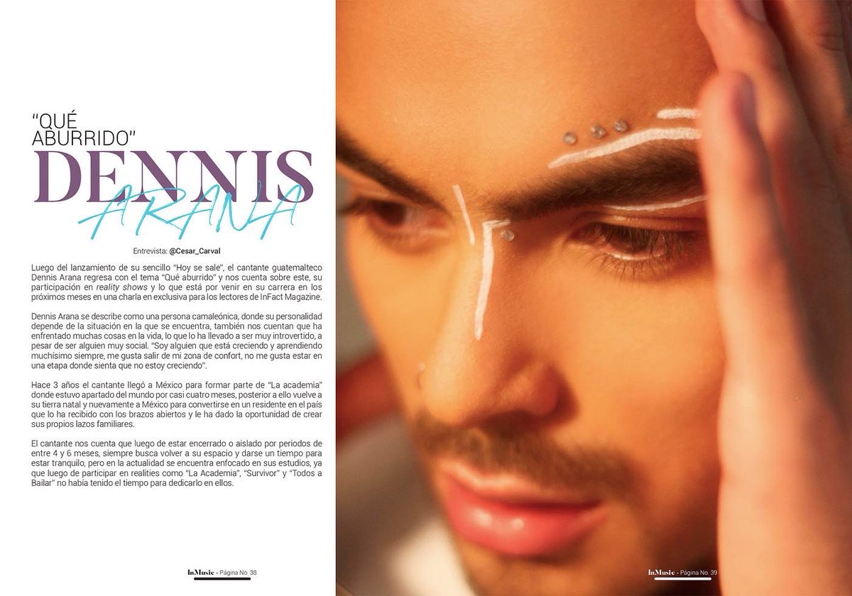 BOOKAgencyMX's tweet photo. "Soy alguien que está creciendo y aprendiendo muchísimo siempre, me gusta salir de mi zona de confort, no me gusta estar en una etapa donde sienta que no estoy creciendo". 🔥 @_DennisArana en entrevista con #InFactMagazine 👏🏼 #DennisArana #BOOKAgencyMx #BOOKPR #TalentoBOOK https://t.co/48DGK9lTe4
