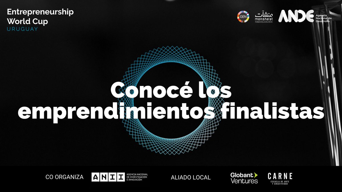 ANDEUruguay's tweet photo. ¡COPA MUNDIAL DE EMPRENDIMIENTOS!

Este 6/10 los y las 30 finalistas de la competencia nacional, presentarán sus emprendimientos y competirán para ser uno de los 2 seleccionados para viajar a la Copa Mundial de Emprendimientos 🌍

Podrás verlo en vivo en nuestro canal de Youtube https://t.co/2xw86YcARw