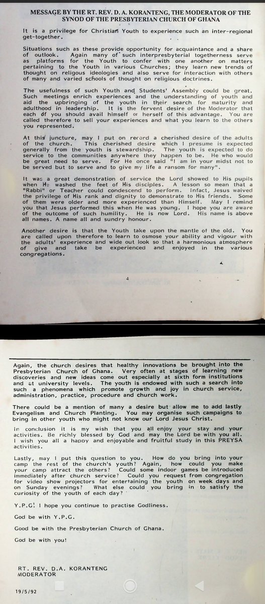 preysa2022's tweet image. PREYSA THROWBACK THURSDAY❗❗❗

This is the message delivered by the then Moderator to the maiden edition of #PREYSA🥰

#PREYSA2022 
#inspiredtotransform 
#TBT