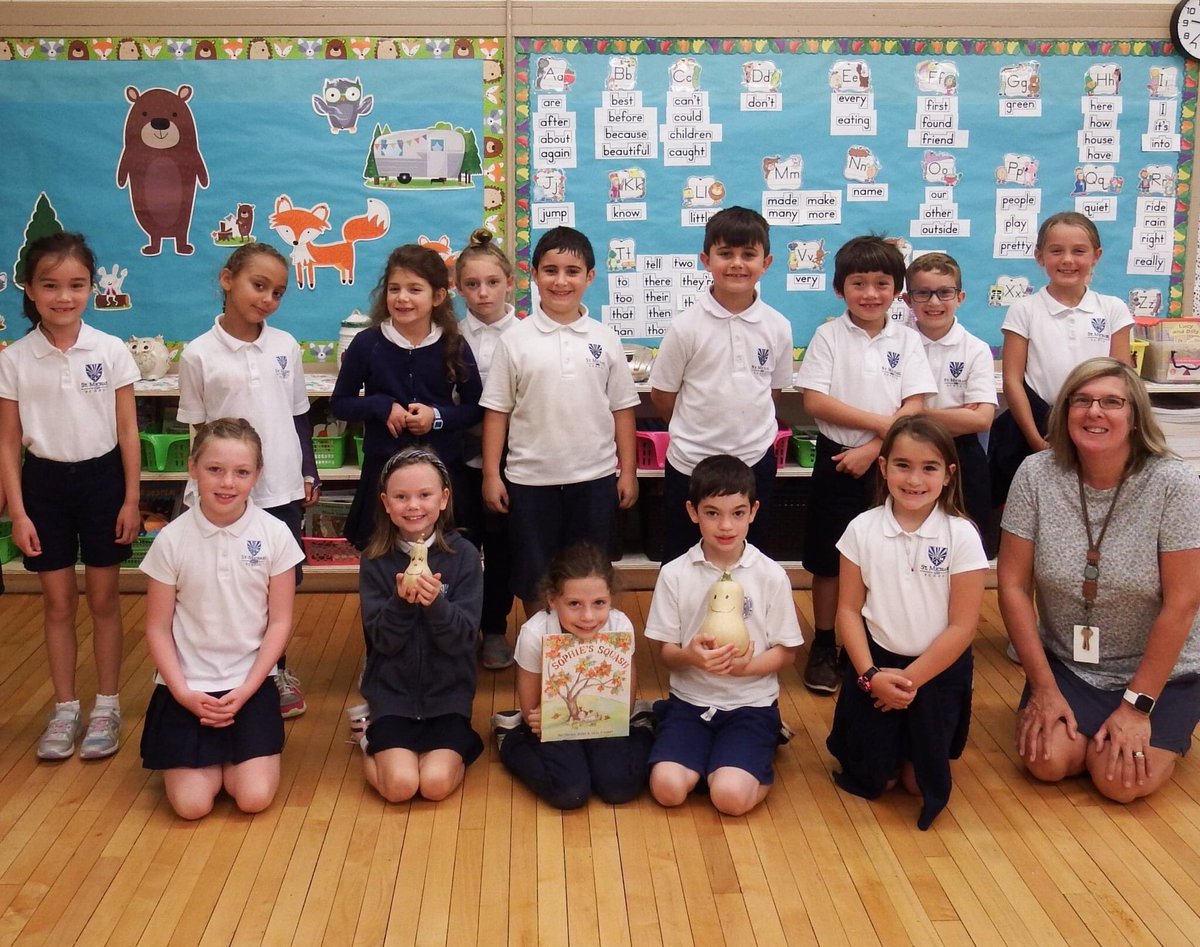 stmichaelsct's tweet photo. Grade Two learned about the four seasons and enjoyed reading the book Sophie's Squash. This story talks about the changing of seasons, and how there is a time to plant and harvest plants. They also had two special visitors — Bernice and Bonnie the Squash! #sophiessquash #reading https://t.co/PhCkyllxR8