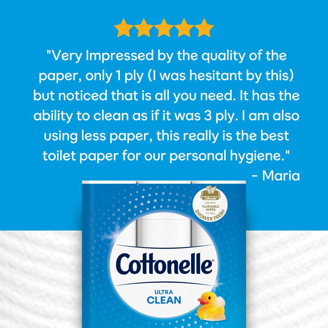 Our fans like Maria say it best, you can always count on the #strength of #Cottonelle® Ultra CleanCare® tp to keep you feeling fresh and comfortable🌟