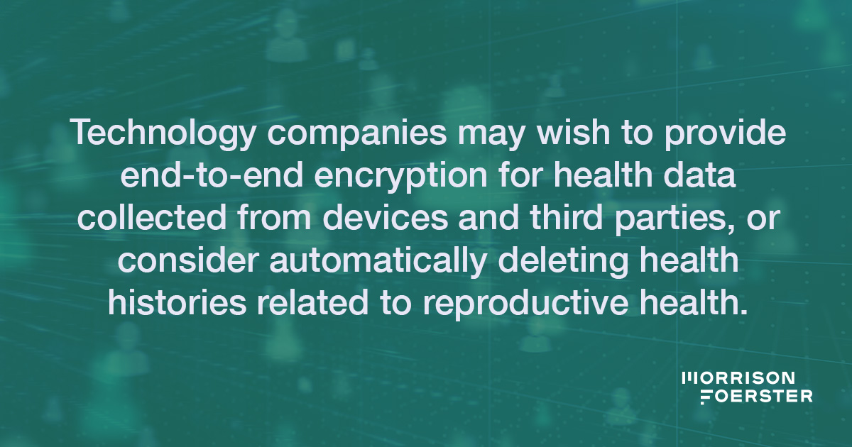 MoFoPrivacy's tweet photo. Providing additional protections and #data minimization procedures for sensitive health data is one way #tech companies can enhance #privacy post #Dobbs. Read more: https://t.co/B7sVR3x1gt #dataprivacy #roevwade https://t.co/HOMNZhcOQA