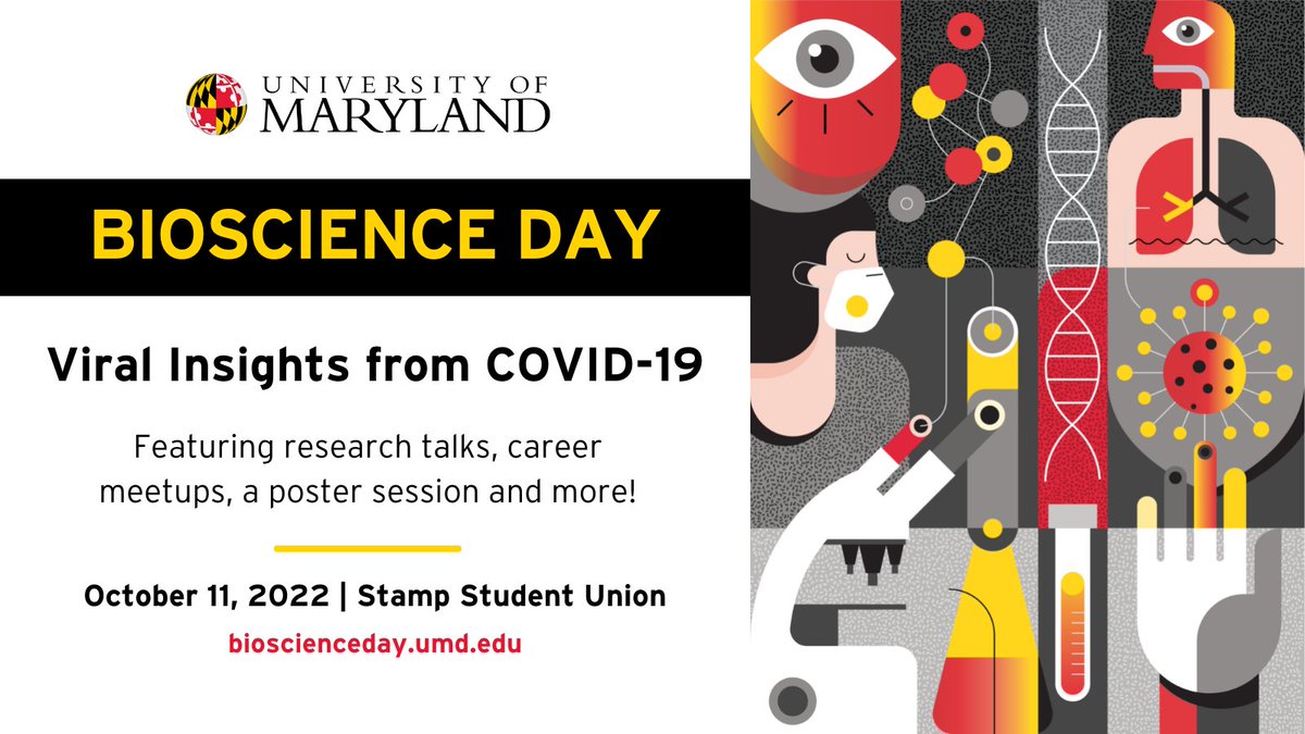 UMD Science (@umdscience) on Twitter photo Academia, industry and government must collaborate to fight human disease. Discover how these stakeholders are working together on #ViralInfection at <a href="/UofMaryland/">Univ. of Maryland</a>’s Bioscience Day!
Join us on 10/11 to glean crucial insights about #COVID19: bioscienceday.umd.edu #BioSciUMD Academia, industry and government must collaborate to fight human disease. Discover how these stakeholders are working together on #ViralInfection at <a href="/UofMaryland/">Univ. of Maryland</a>’s Bioscience Day!
Join us on 10/11 to glean crucial insights about #COVID19: bioscienceday.umd.edu #BioSciUMD