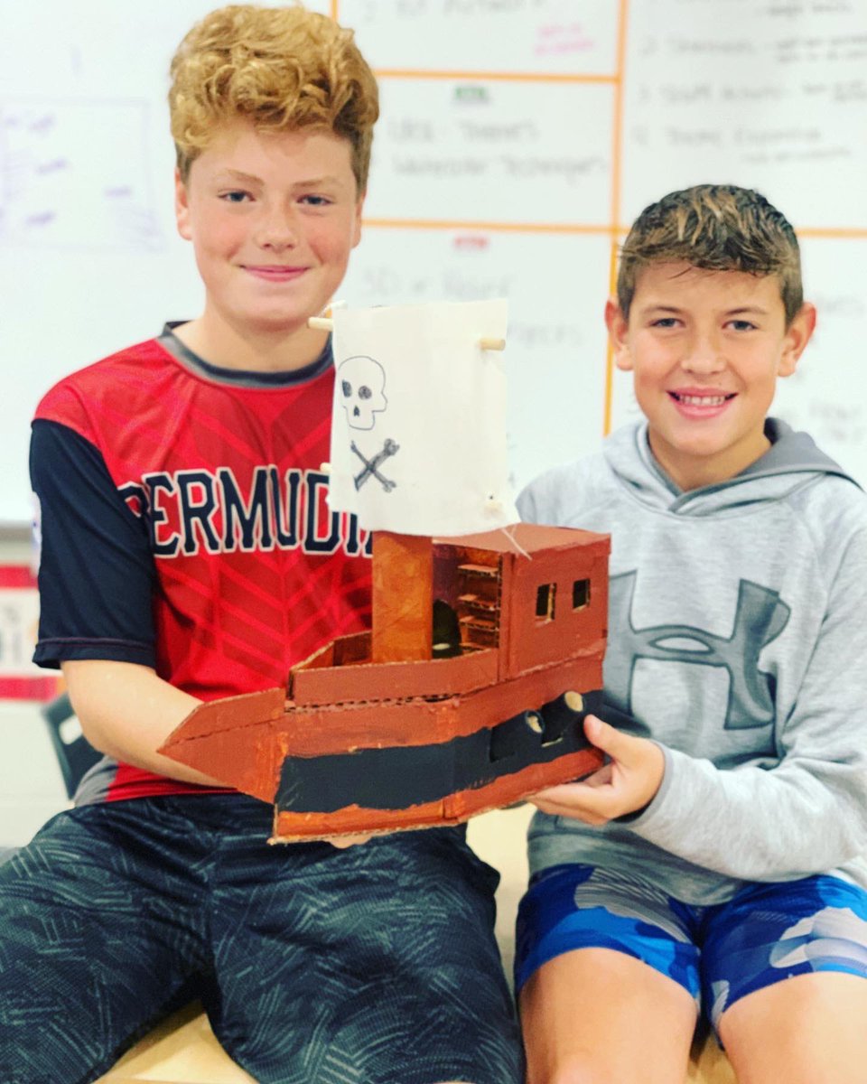 BSHSartstudio's tweet photo. Lucien and Landon. 6th grade. 3D project. Cardboard. Pirate ship 🏴‍☠️ #art #middleschoolart #3d #cardboardsculpture #choicebasedart https://t.co/4TgsMwSikY