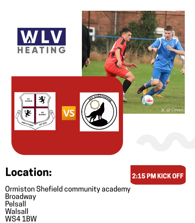 AfcGoldthorne12's tweet photo. "This weekend our 2nd defeat of the season, AFC Goldthorne take a trip to AFC Bloxwich, looking to get our first points in what will be a tough test for the lads
 
Huge thank you as always to @wlv heating for being our sponsor - exciting news to come very soon with their help. https://t.co/pWRtDkdKtr