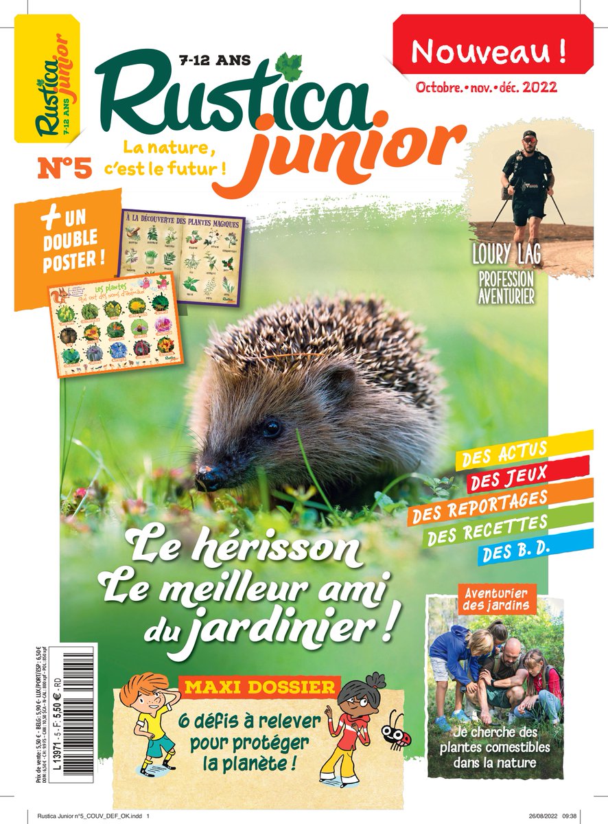 RusticaJunior's tweet photo. Le 28 septembre, nous soufflons notre 1ère bougie et on revient avec notre numéro 5 dédié aux hérissons, et qui met en lumière aussi @Loury_Explorer  !

RDV en kiosque !
#nature #jardinage #enfants https://t.co/iGl5e0O5Tj
