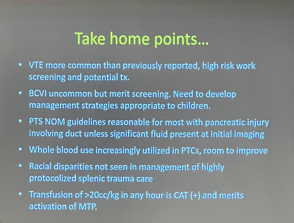 Take home points from “Highlights from Pediatric Trauma Society Meeting” lunch session <a href="/traumadoctors/">AAST</a> annual meeting. <a href="/PediTraumaSoc/">Pediatric Trauma Soc</a> #AAST2022