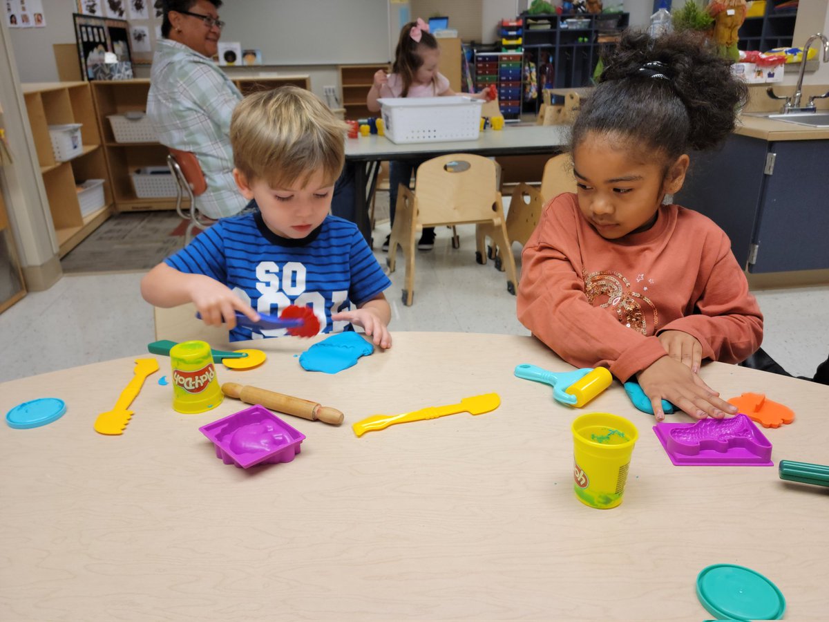 Playdough is a fun rainy day activity that also helps us work on fine motor skills.