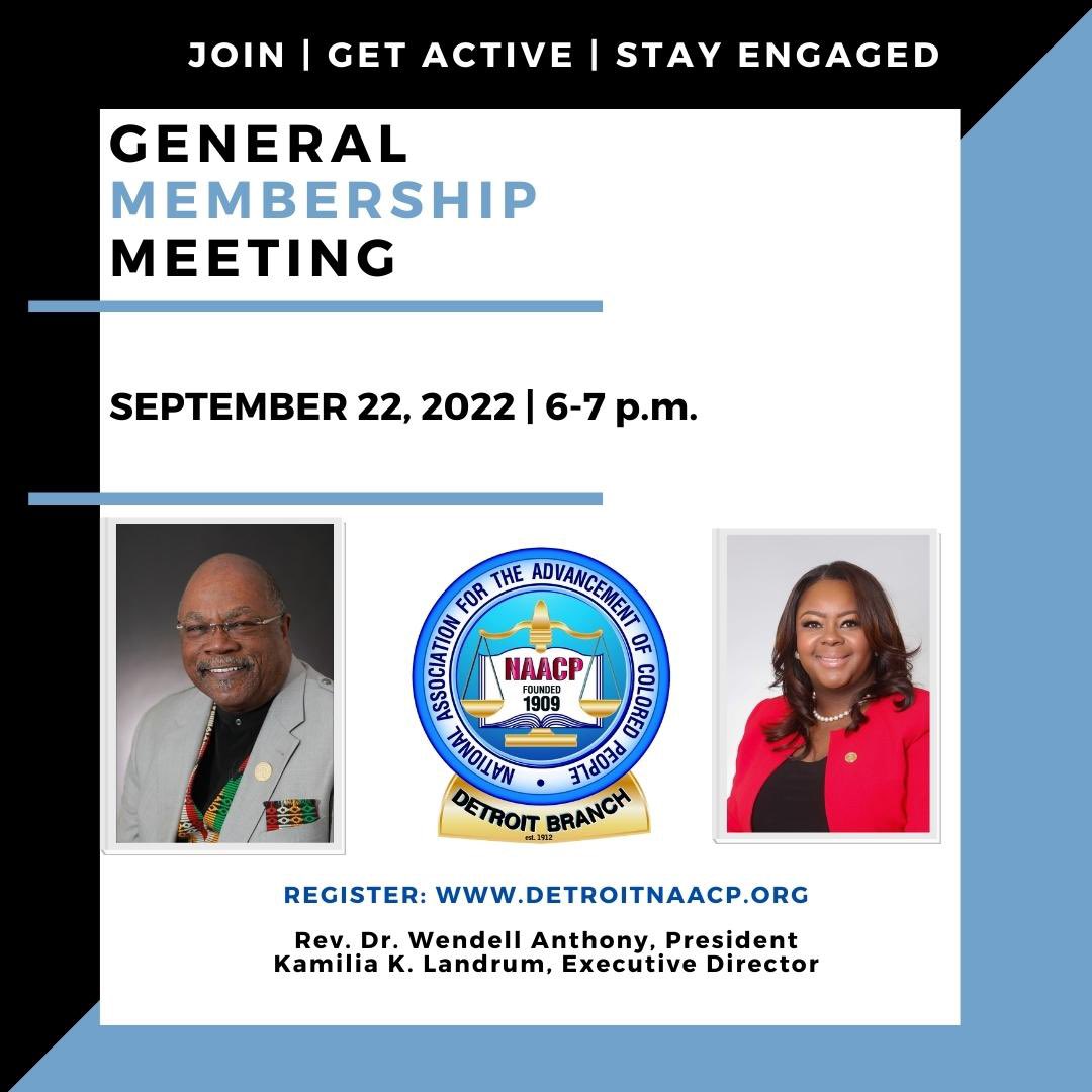 DETROITNAACP's tweet photo. See you tonight at 6 p.m. for our General Membership Meeting. Visit https://t.co/m17IF7T63V to register.
#JoinGetActiveStayEngaged
#MembershipIsPower https://t.co/ySIl79UTnD