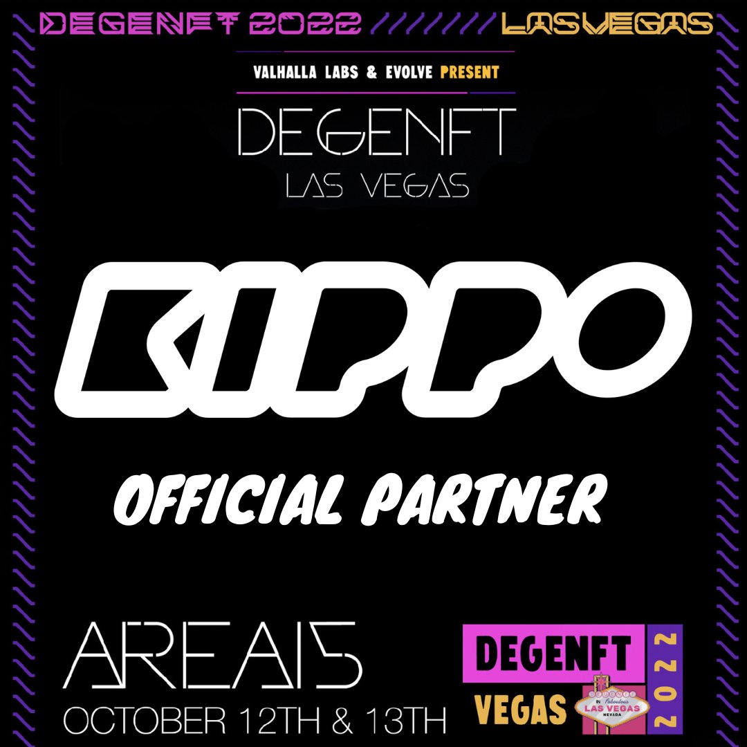 degenftevents's tweet photo. Proud to announce @kippoverse as OFFICIAL PARTNERS of DEGENFT for the October 12-13 Las Vegas event, hosted by our friends @kmoney &amp; @amystreet
 
Exclusive Access to all Kippoverse project Holders.

What Happens in Vegas, Stays in Vegas…See you there🎰👀 https://t.co/CxlBBAergn
