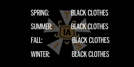 IATSE's tweet photo. Who needs flannel when you have black clothes? Happy #AutumnEquinox! 🍂 https://t.co/oTEsVfaRmn
