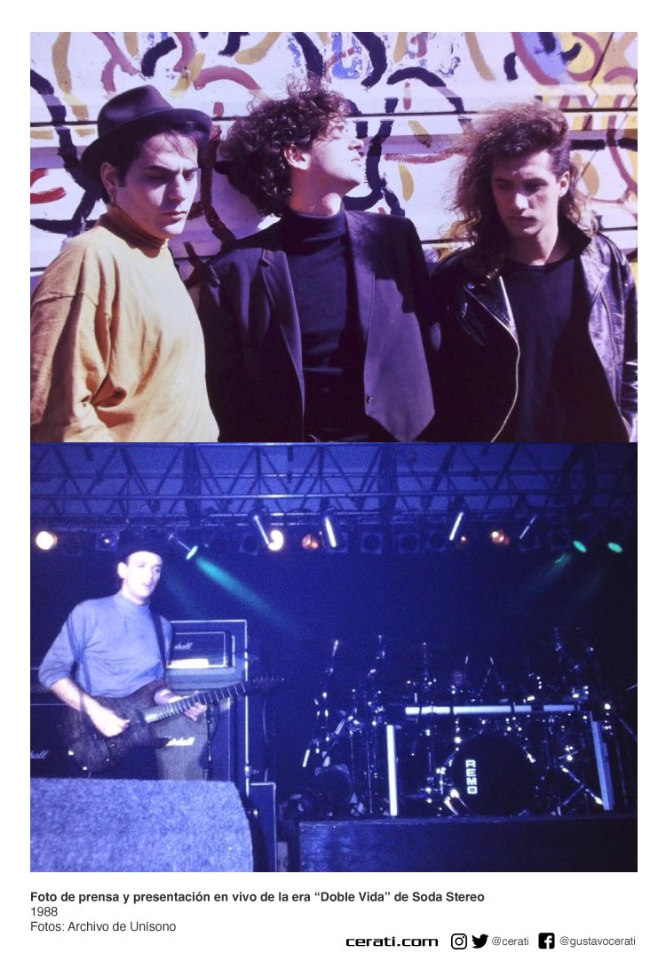 cerati's tweet photo. Foto de prensa y presentación en vivo de la era "Doble Vida" de Soda Stereo
1988
Fotos: Archivo de Unísono https://t.co/5HMsqNnFvG