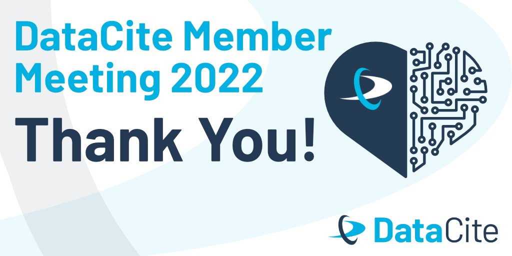 DataCite's tweet photo. The DataCite Member Meeting 2022 is over & there is nothing left to say but thank you! 🙌💐
Thank you for your participation, input & feedback that make DataCite the member & community driven organization that we are! 💙
#DataCite22 #MemberDriven #OpenScience #OpenInfrastructure https://t.co/YiZHysB8qk
