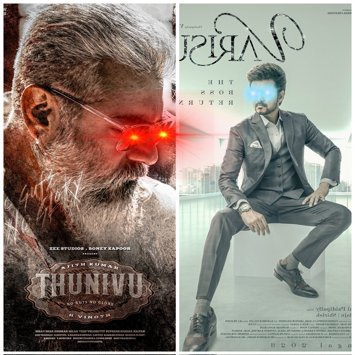 Cinema2Trend's tweet photo. #ThunivuSecondLook vs #Varisu who is devil 👿

#ThunivuThirdLook #Thalapathy68 #Jawan #ThalapathyVijay𓃵 #TheKashmirFiles #ChupMovie #ChupPublicReview

👇                                   👇

Like   ⚔️                         💥Retweet https://t.co/SEKU032uqB