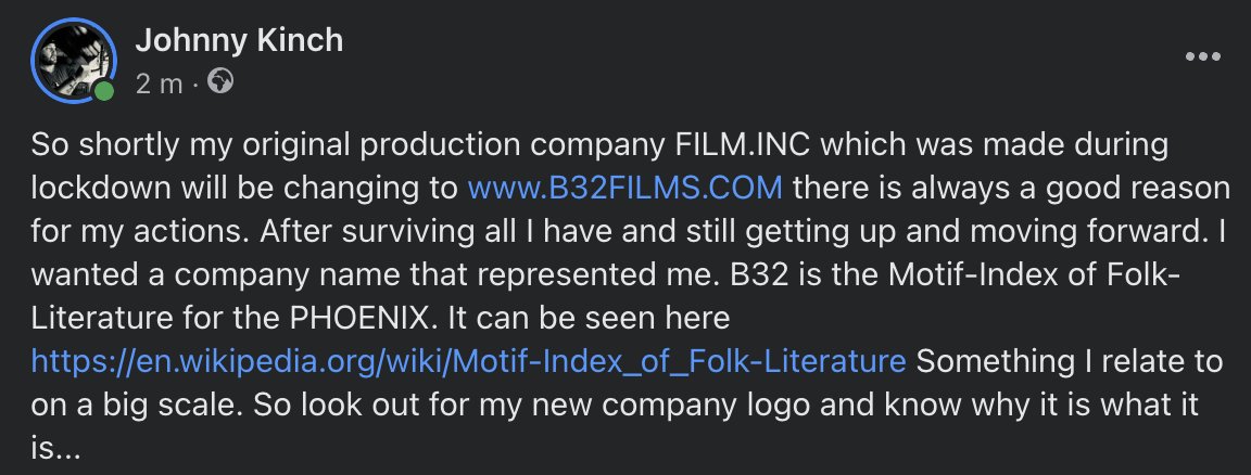 johnnykinch's tweet image. So shortly my original production company @film_inc_prods which was made during lockdown will be changing.....please read on....