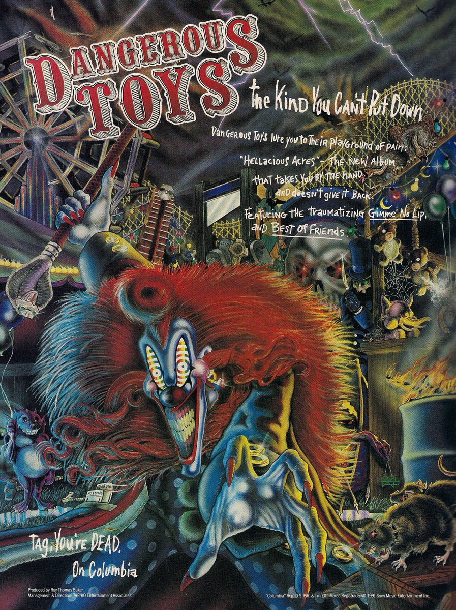 mymetalmags's tweet photo. Dangerous Toys. Hit Parader magazine, July 1991. #columbiarecords #hellaciousacres https://t.co/Qbl4EGCt5U
