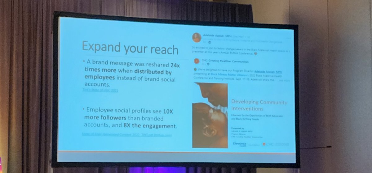 kevin208's tweet photo. "People want to talk to your employees." They're trusted. A brand message is shared 24x more when shared by employees. --Amanda Ponzar @LivingUnited #RaganDisney #employeeinfluencers #brandadvocate https://t.co/XqfVr4kjNp