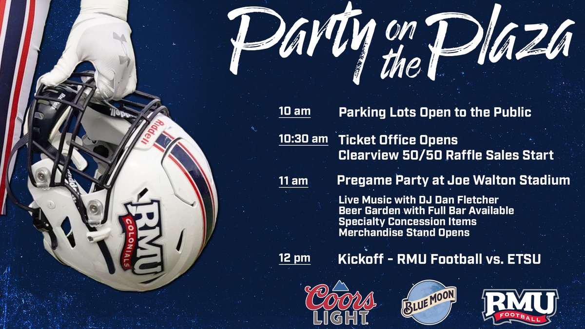 🎉LET'S PARTY!🎉 Join us pregame Saturday at Joe Walton Stadium for Party on the Plaza 🥳 Check out the morning’s timeline and get ready to party 🎊 Party on the Plaza is presented by @CoorsLight & @BlueMoonBrewCo 🎉 🎟️: bit.ly/3xzZ5dh #RMUnite | 🔴⚪️🔵