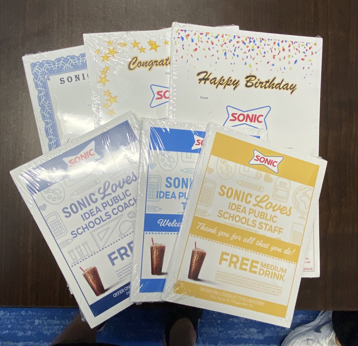 Thank you <a href="/sonicdrivein/">Sonic Drive-In</a> for the drink certificates! Our staff at <a href="/IDEAschools/">IDEA Public Schools</a> Pflugerville Academy are so thankful! #education