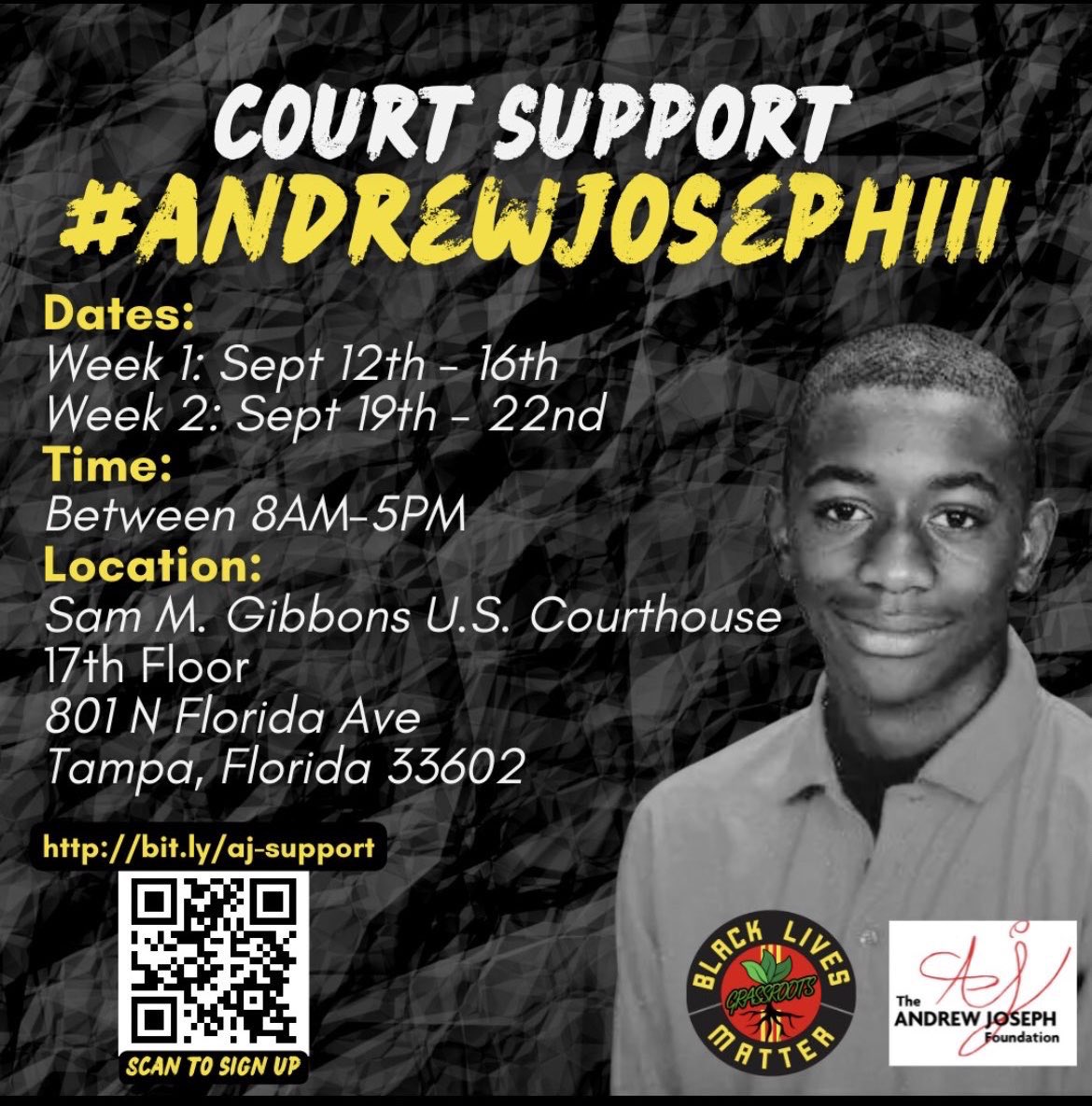TampaBaySDS's tweet photo. In the name of #AndrewJosephIII, we must #EndQualifiedImmunity, the unjust legal doctrine that shields killer and corrupt cops from accountability. #TeamPeeWee #BlackLivesMatter https://t.co/JYeLJTrkcq