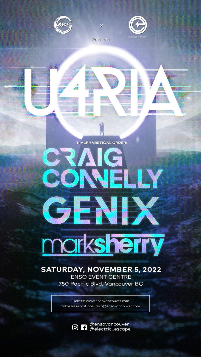 marksherry's tweet photo. Vancouver event incoming!
Canโt wait to be back over playing for the awesome U4RIA team & @EEscapeCanada again this year, after my recent Toronto show!
See you on the 5th of Nov for some tech fireworks with @craig_connelly & @GenixDJ! ๐ฅ๐ฅ๐
#U4RIA
#electricescape https://t.co/nSeKP5j31u