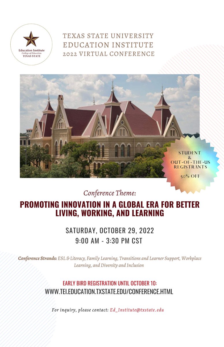 Great news!!! The conference program went out to the presenters today for their review and will be ready to share with the public on Monday 🎉🎉🎉
#2022TEIconference
#VirtualConference
#CommunityDevelopment 
#Education