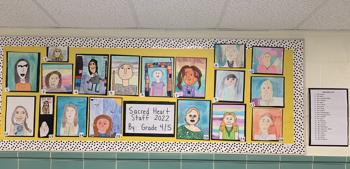 MrsMartinow's tweet photo. Meet the Staff 2022 ⭐️
Grade 4/5 students learned how to create portraits and used their art skills to draw the staff at our school. 
Good looking group! 😃 @shcslangton https://t.co/67p7lv9eHW