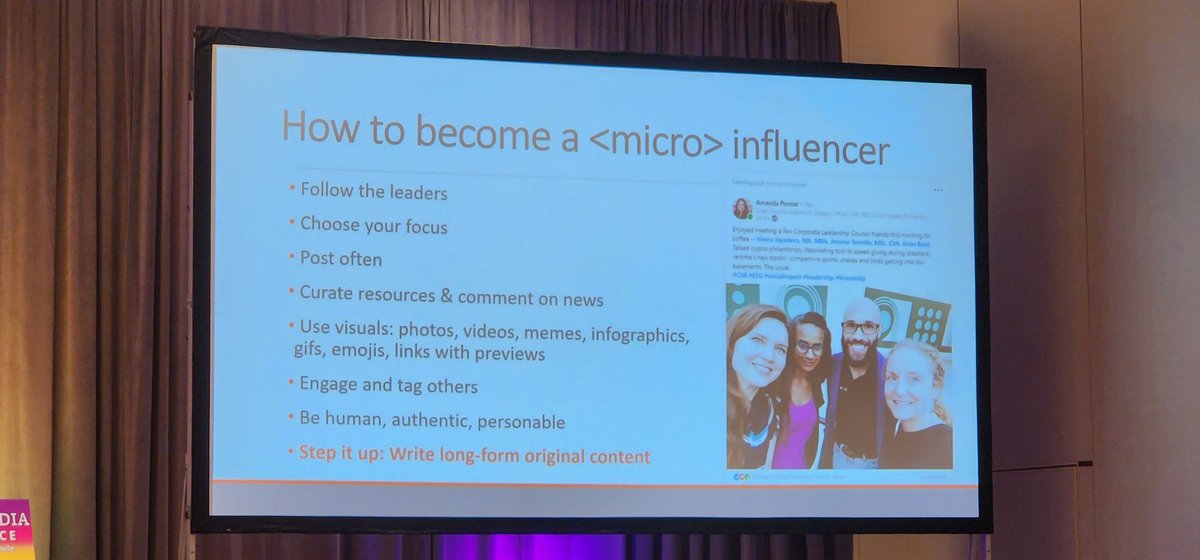 kevin208's tweet photo. How to become a micro #influencer. More great advice from Amanda Ponzar @LivingUnited about #EmployeeInfluencers #RaganDisney https://t.co/HjQsafmLPH
