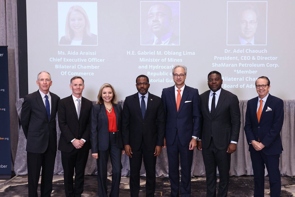 BilateralChmbr's tweet photo. #EquatorialGuinea Minister of Mines & Hydrocarbons, H.E. @GabrielObiang, shared his #GasMegaHub vision & insight into regional #energy #cooperation and balancing #Africa energy #poverty issues with #2030netzero goals. @egmmh @EGEmbassyDC https://t.co/5NgtxCQOko