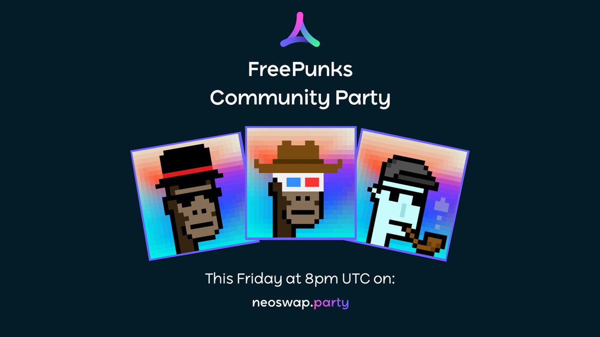 tulle_ai's tweet photo. Join us this Friday (tomorrow) at 8p UTC for @free_punks community party.

There are only 20 spots available!

Join here: https://t.co/AzsbnoOU1B

Join @NeoSwap_ai discord here: https://t.co/jpIXpce7wU

See you there! https://t.co/j8xlMyZOOn