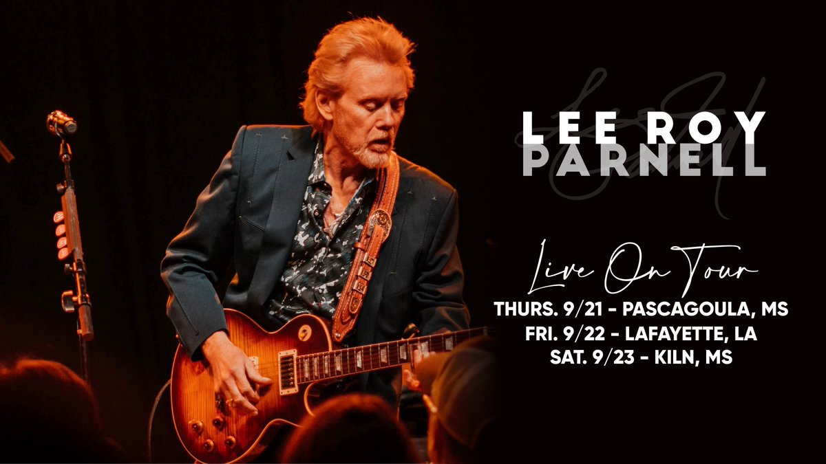 Tonight we begin a Southern swing of dates:
Thurs. 9/22 - Pascagoula, MS - <a href="/GrandMagPGoula/">Grand Magnolia</a> 
Fri. 9/23 - Lafayette, LA - <a href="/AcadianaArts/">AcA</a> 
(w/ Very Special Guest Roddie Romero)
Sat. 9/24 - Kiln, MS - <a href="/HancockFairMS/">Hancock County Fair</a> 
Going to be a great run! 
For info + 🎟️:  leeroyparnell.com